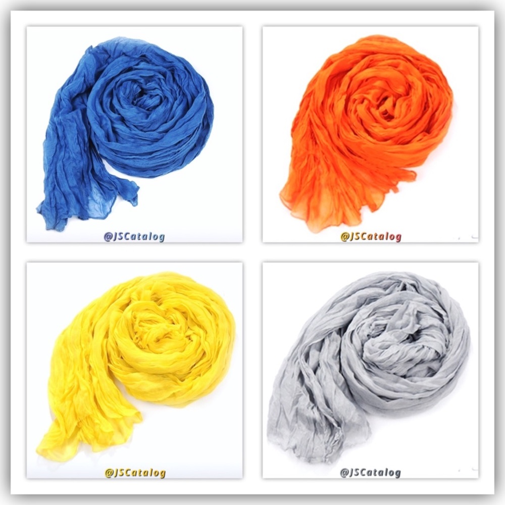 4 x Chiffon Solid Pastel Colors Lightweight Scarves